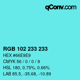 Color code: RGB 102 233 233 | qconv.com