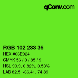 Color code: RGB 102 233 36 | qconv.com