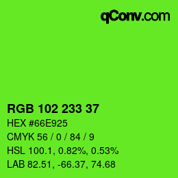 Color code: RGB 102 233 37 | qconv.com