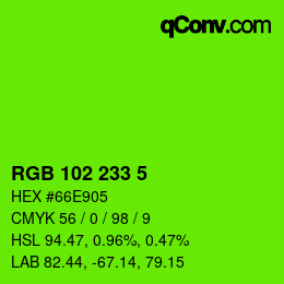 Color code: RGB 102 233 5 | qconv.com