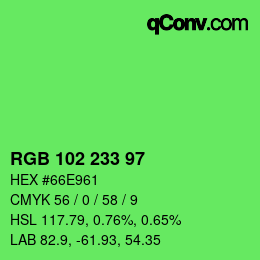Color code: RGB 102 233 97 | qconv.com