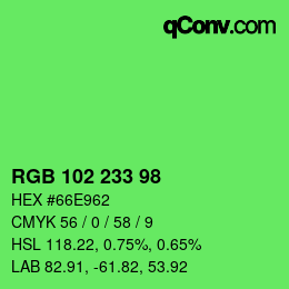 Color code: RGB 102 233 98 | qconv.com
