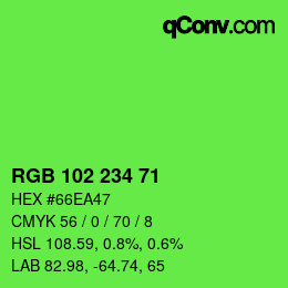 Color code: RGB 102 234 71 | qconv.com