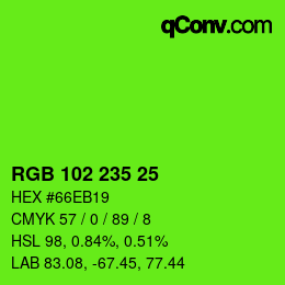 Color code: RGB 102 235 25 | qconv.com