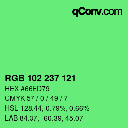Color code: RGB 102 237 121 | qconv.com