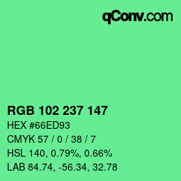 Color code: RGB 102 237 147 | qconv.com