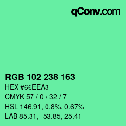 カラーコード: RGB 102 238 163 | qconv.com