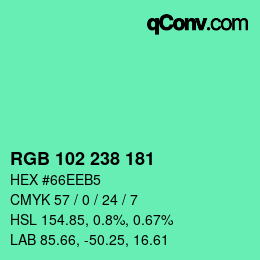 Color code: RGB 102 238 181 | qconv.com