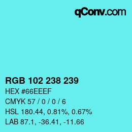 Color code: RGB 102 238 239 | qconv.com