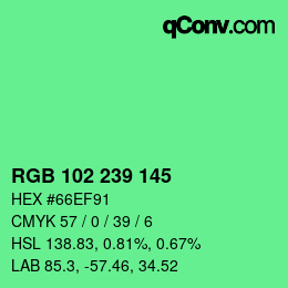 Color code: RGB 102 239 145 | qconv.com