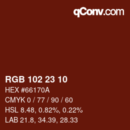Color code: RGB 102 23 10 | qconv.com