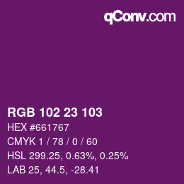 カラーコード: RGB 102 23 103 | qconv.com