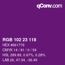 カラーコード: RGB 102 23 118 | qconv.com