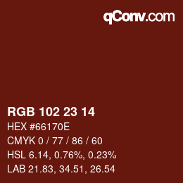 Color code: RGB 102 23 14 | qconv.com