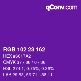 Farbcode: RGB 102 23 162 | qconv.com