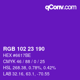 Color code: RGB 102 23 190 | qconv.com
