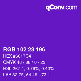Color code: RGB 102 23 196 | qconv.com