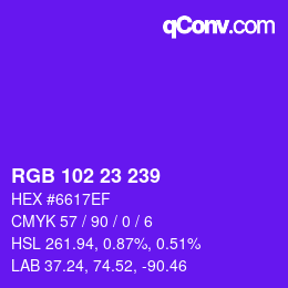 Color code: RGB 102 23 239 | qconv.com