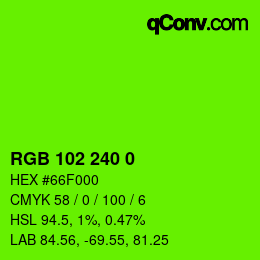 Color code: RGB 102 240 0 | qconv.com