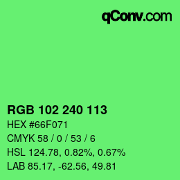 Color code: RGB 102 240 113 | qconv.com
