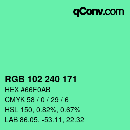 Color code: RGB 102 240 171 | qconv.com