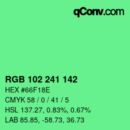 Color code: RGB 102 241 142 | qconv.com