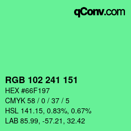 Color code: RGB 102 241 151 | qconv.com