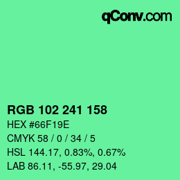 Color code: RGB 102 241 158 | qconv.com