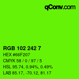 Color code: RGB 102 242 7 | qconv.com