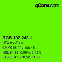 Color code: RGB 102 243 1 | qconv.com