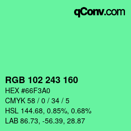 Color code: RGB 102 243 160 | qconv.com