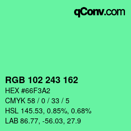 Color code: RGB 102 243 162 | qconv.com