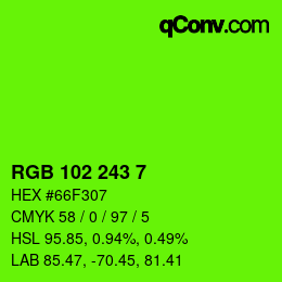 Color code: RGB 102 243 7 | qconv.com