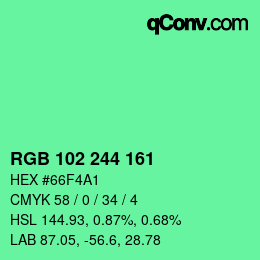 Color code: RGB 102 244 161 | qconv.com