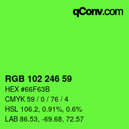 Color code: RGB 102 246 59 | qconv.com