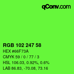 Color code: RGB 102 247 58 | qconv.com