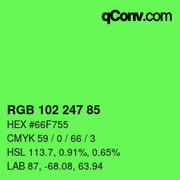 Color code: RGB 102 247 85 | qconv.com