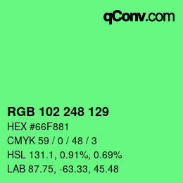 Color code: RGB 102 248 129 | qconv.com