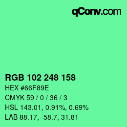 Color code: RGB 102 248 158 | qconv.com