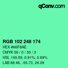 Color code: RGB 102 248 174 | qconv.com