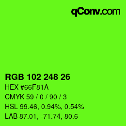 Color code: RGB 102 248 26 | qconv.com