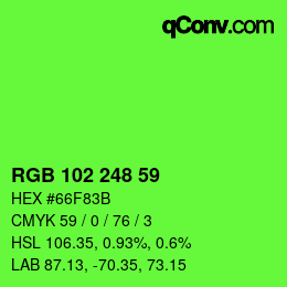 Color code: RGB 102 248 59 | qconv.com