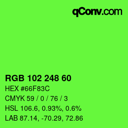 Color code: RGB 102 248 60 | qconv.com