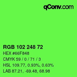 Color code: RGB 102 248 72 | qconv.com