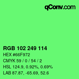 Color code: RGB 102 249 114 | qconv.com