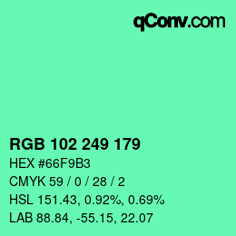 Color code: RGB 102 249 179 | qconv.com