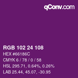 Color code: RGB 102 24 108 | qconv.com