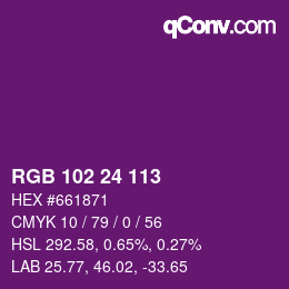 Color code: RGB 102 24 113 | qconv.com