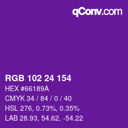 Color code: RGB 102 24 154 | qconv.com