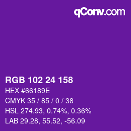 カラーコード: RGB 102 24 158 | qconv.com
